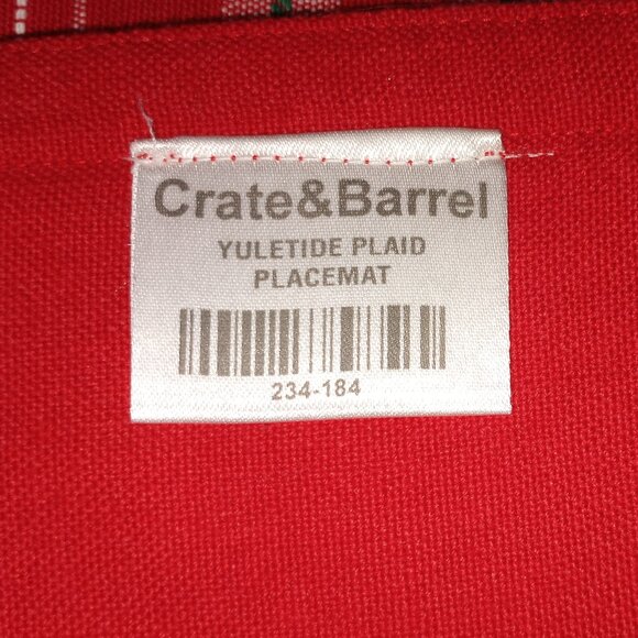 'CRATE & BARREL' Set of Four Yuletide Plaid placemats NEW/Unused - Picture 3 of 5
